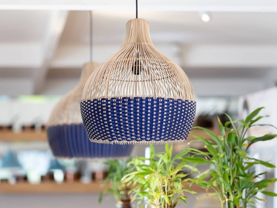 Admiral Blue Rattan Pendant Light Chandelier Design Trends - Etsy
