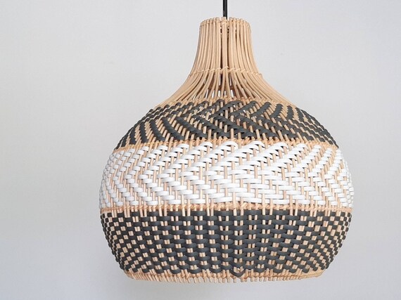 Grey rattan lampshade online