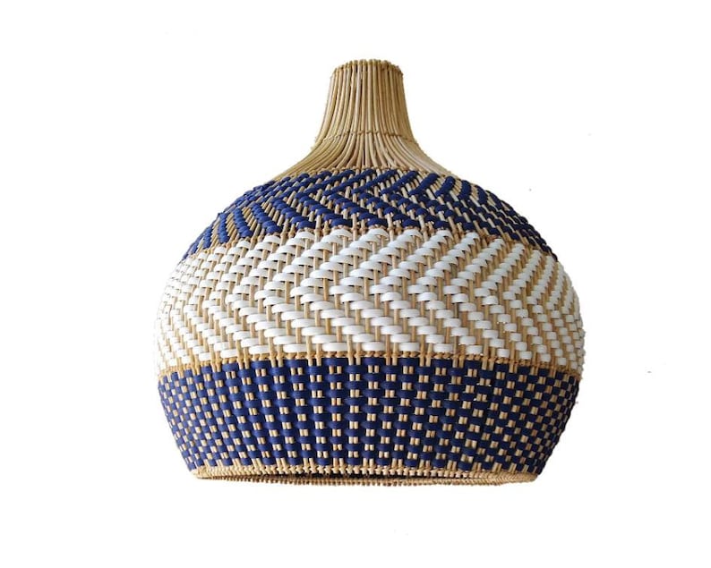 serena blue rattan pendant light