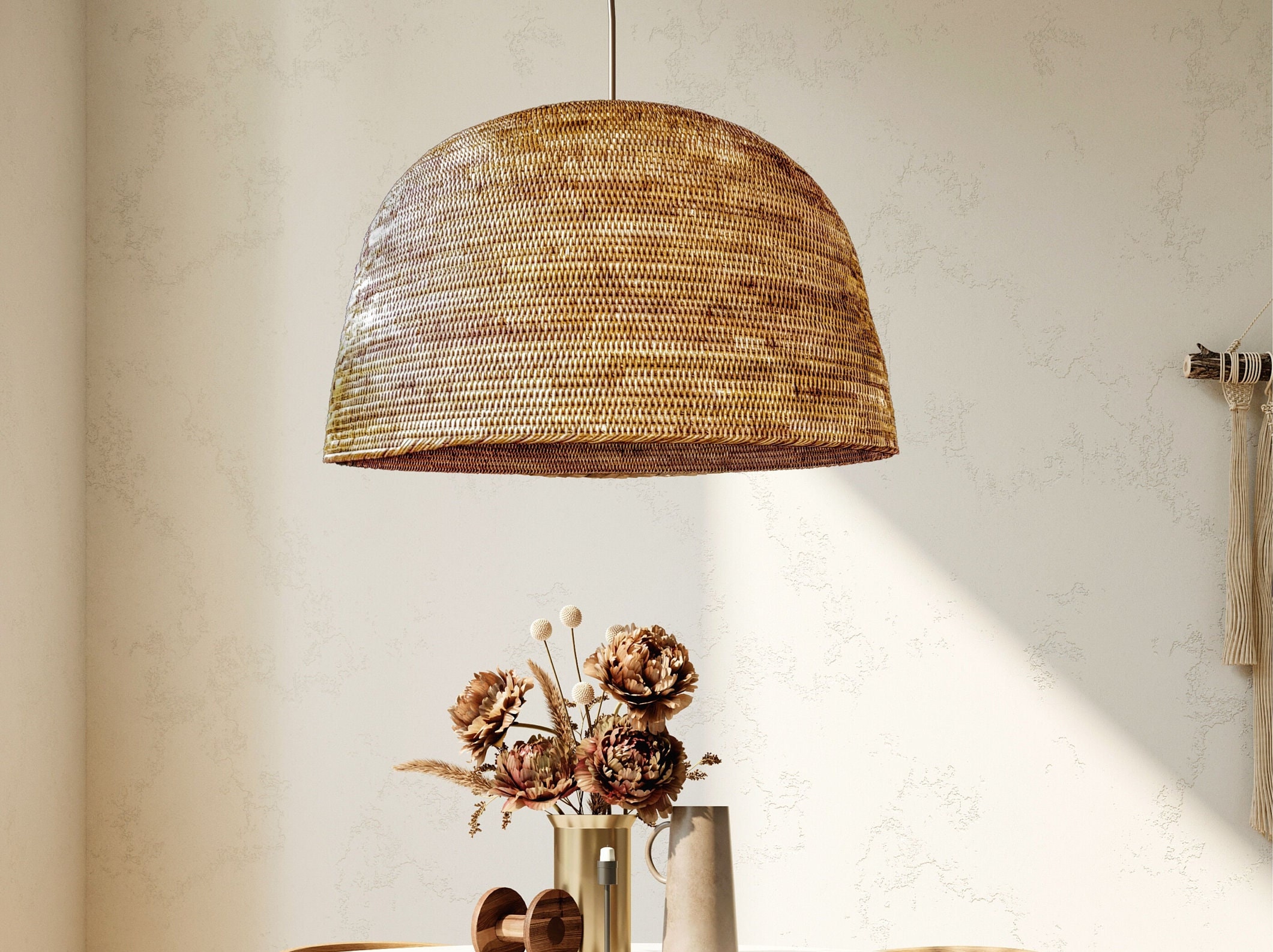Rudy Rattan Pendant Light Wicker Lamp 