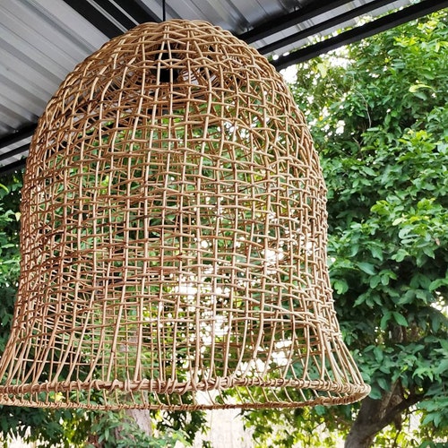California Rattan Pendant Light Etsy