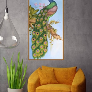 Peacock Bird Art Painting on Acrylic Coastal Bird