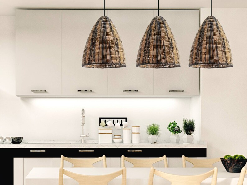 Boca Raton Rattan Pendant Light Etsy