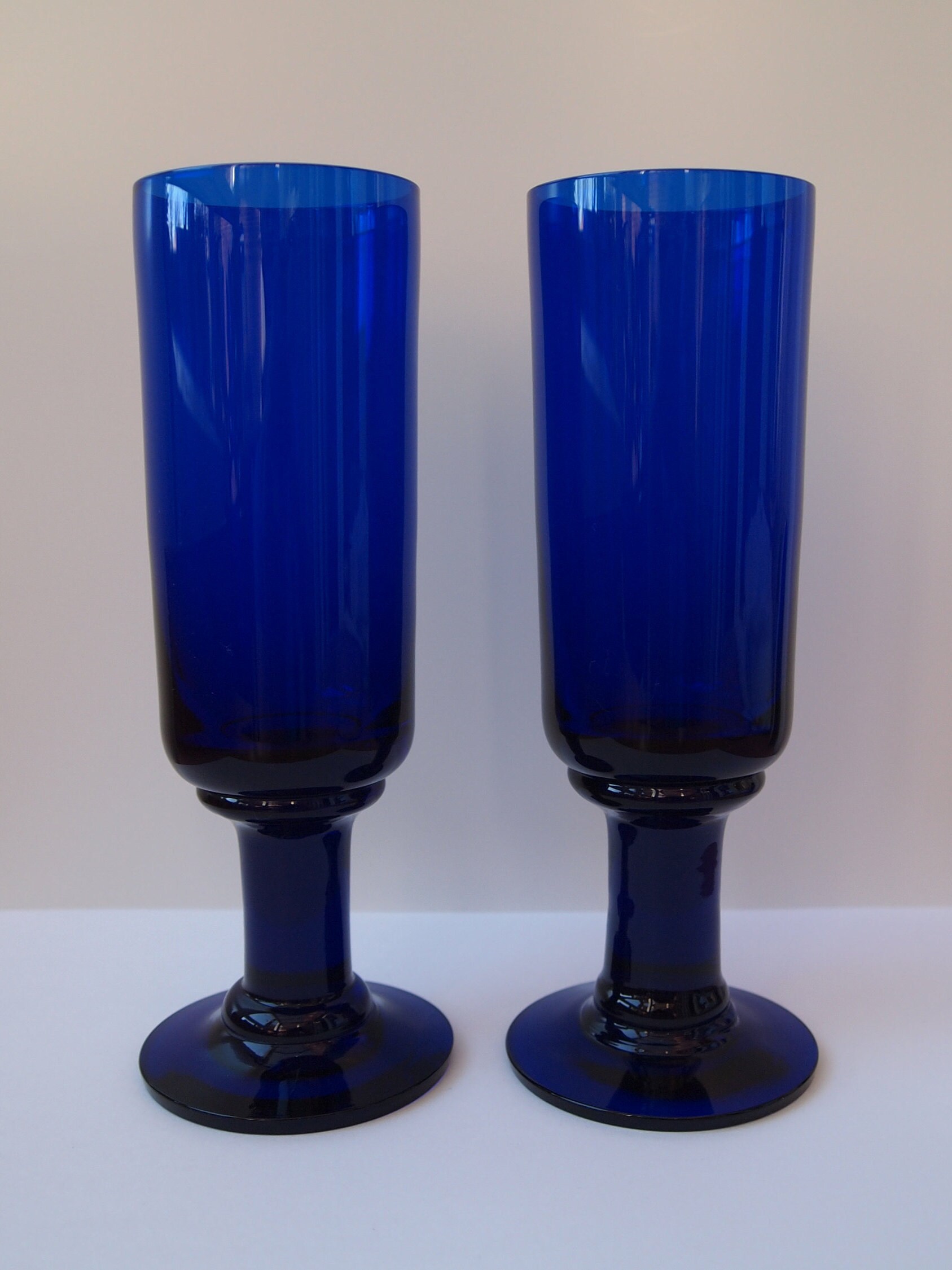 Dartington Glass 2 Victoria Champagne Flutes Bristol Blue Etsy España