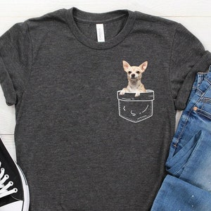 Chihuahua Shirt ∙ Chihuahua T-Shirts ∙ Dog Owner Gift ∙ Fawn Chihuahua Pocket Shirt ∙ Chihuahua Mom ∙ Dog Gift ∙ Softstyle Unisex Tee