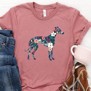 Whippet Shirt ∙ Whippet Dog Gift ∙ Whippet Floral Tee ∙ Whippet Mom ∙ Whippet Lover ∙ Dog Breeds Gifts ∙ Softstyle Unisex Tee