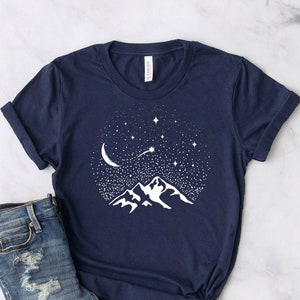 Space Shirt ∙ Astronomy Shirt ∙ Outdoors Shirt ∙ Mountains Shirt ∙ Crescent Moon ∙ Milky Way ∙ Star Galaxy Shirt ∙ Softstyle Unisex Shirt