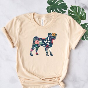 Pug Shirt Pug Gift Pug Tshirt Pug Floral Print Pug Gifts Dog Shirt Dog Floral Shirt Pug Clothing Softstyle Unisex Tee Soft Cream