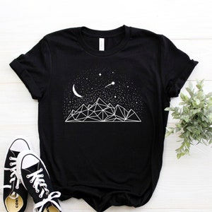 Geometric Mountains ∙ Moon & Stars ∙ Celestial Shirt ∙ Moon Shirt ∙ Witch Shirt ∙ Stars Galaxy ∙ Mystical T-Shirt ∙ Softstyle Unisex Shirt