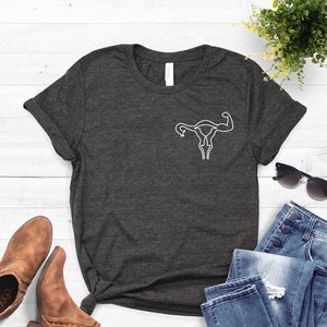 Feminism Shirt Strong Uterus Shirt Smash The Patriarchy Pro Choice Feminism Clothing Womens March Shirt Softstyle Unisex Tee Dark Heather Grey