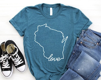 Wisconsin Shirt ∙ Wisconsin Home T-Shirt ∙ Love Wisconsin ∙ Cute Wisconsin Tshirt ∙ Wisconsin Girl Home Town Shirt ∙ Softstyle Unisex Tee