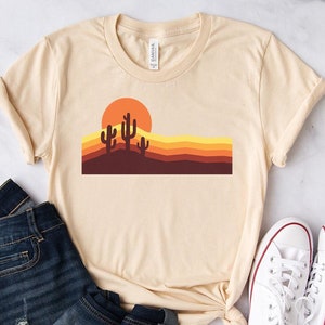 70s Desert Shirt ∙ Bohemian Tshirt ∙ Retro Shirt ∙ Vintage Graphic Tee ∙ 70&#39;s Shirt ∙ Cactus Retro Shirt ∙ Boho Shirt ∙ Softstyle Unisex Tee