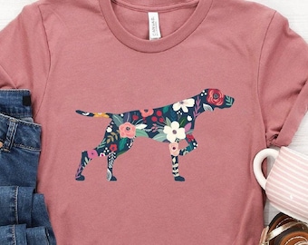 Floral German Shorthaired Pointer Shirt: Softstyle Unisex Tee