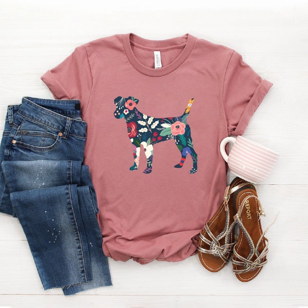 Jack Russell Terrier Shirt ∙ Jack Russell Dog ∙ Floral Dog Shirt ∙ Jack Russell Gifts ∙ Jack Terrier Shirt ∙ Softstyle Unisex Tee