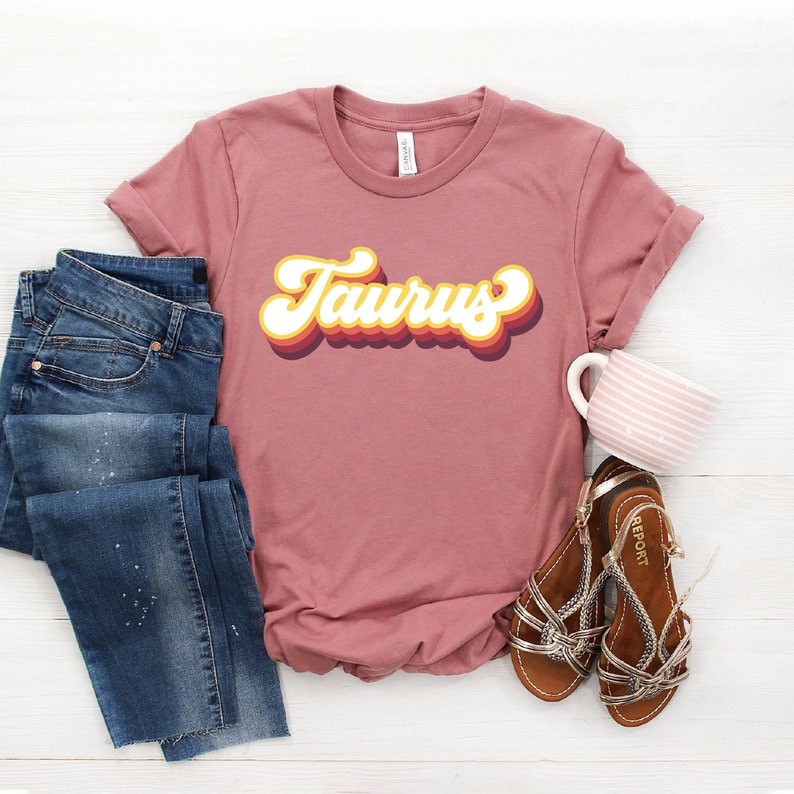 Taurus Shirt Zodiac Shirt Taurus Tshirt Horoscope Shirt Retro Zodiac Shirt Taurus Zodiac Gifts Softstyle Unisex Tee Mauve