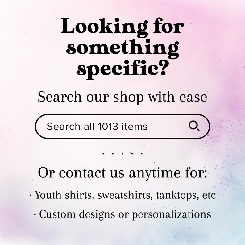 a sign that says, looking for something specific search our shop with ease search all