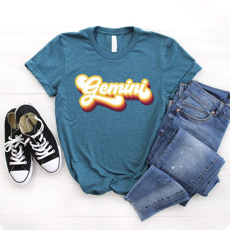 Gemini Shirt Gemini Gifts Gemini Tshirt Zodiac Shirt Astrology Shirt 70s Shirt Horoscope Sign Shirt Softstyle Unisex Tee Heather Teal