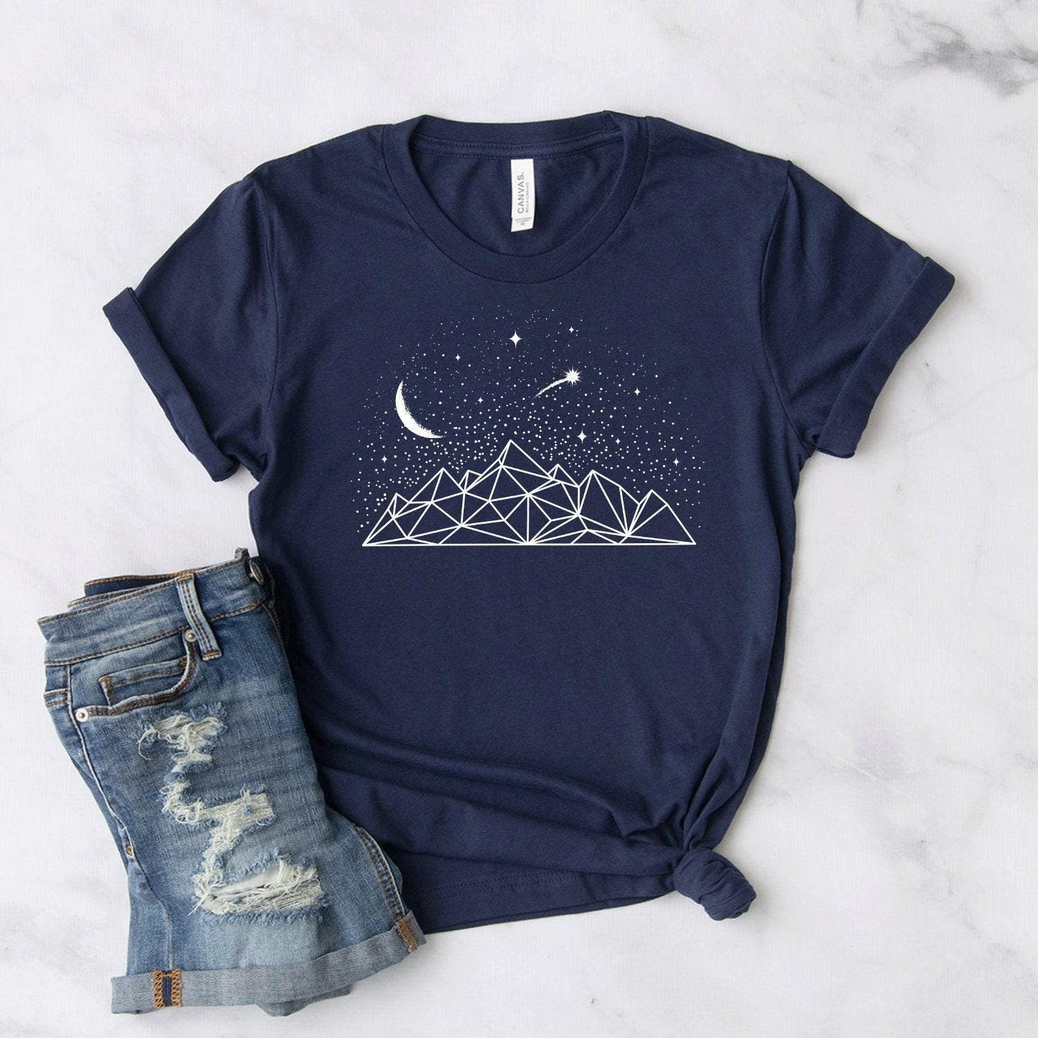 Geometric Mountains ∙ Moon & Stars ∙ Celestial Shirt