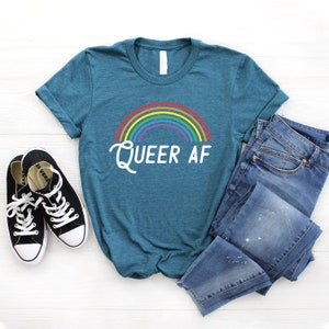 Queer AF Shirt ∙ Gay Pride Shirt ∙ LGBT Pride ∙ Lesbian Pride ∙ LGBTQ Pride Shirt ∙ Asexual Bisexual Pride Shirt ∙ Softstyle Unisex Shirt