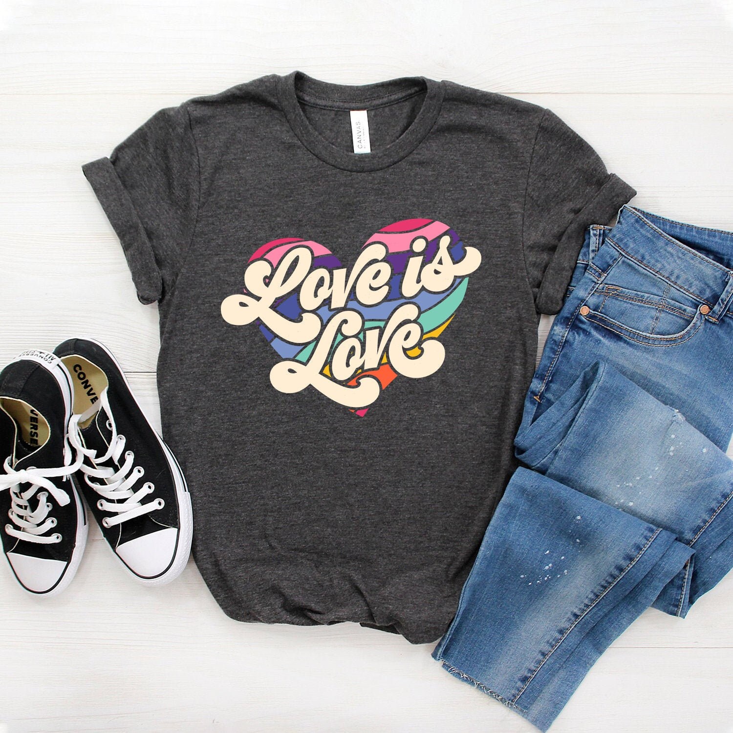 Love Shirt Gay Rainbow Shirt Retro 