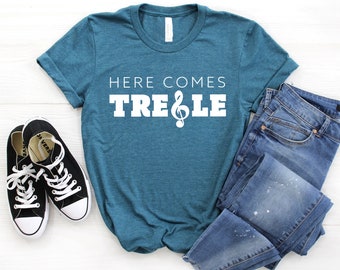 Musician Gift ∙ Music Gift ∙ Here Comes Treble ∙ Music Teacher Gift ∙ Music Notes Shirt ∙ Gift For Music Student ∙ Softstyle Unisex Tee