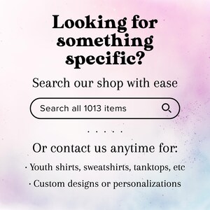 a sign that says, looking for something specific search our shop with ease search all