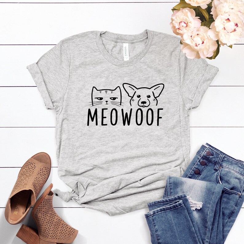Meowoof Shirt Dog And Cat Mom Dog Mama Shirt Dog Mom Shirt Fur Mama Dog Lover Gift Cat Lover Gift Softstyle Unisex Shirt Heather Grey