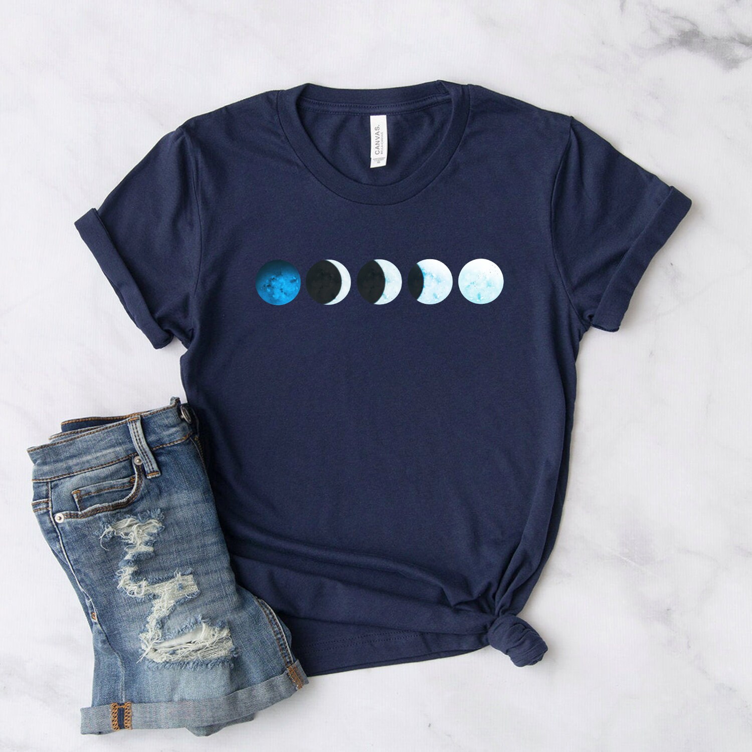 Watercolor Moon Shirt Lunar Phase Shirt Moon Phases Full - Etsy