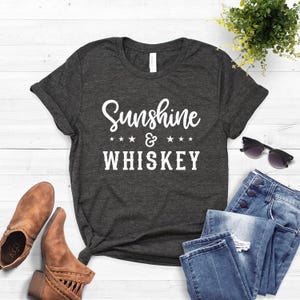 Sunshine & Whiskey Shirt, Country Song Unisex Tee Dark Heather Grey