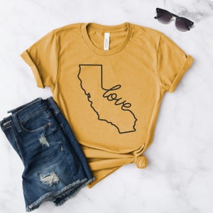 California Shirt California Love Shirt California Home Gift West Coast Pride Shirt State Pride Shirt Softstyle Unisex Shirt Heather Mustard