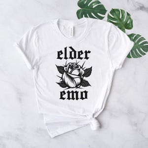 Elder Emo Shirt - Rose Graphic Softstyle Unisex Tee White