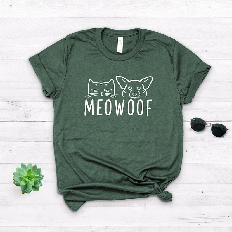 Meowoof Shirt Dog And Cat Mom Dog Mama Shirt Dog Mom Shirt Fur Mama Dog Lover Gift Cat Lover Gift Softstyle Unisex Shirt Heather Forest Green