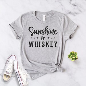 Sunshine & Whiskey Shirt, Country Song Unisex Tee Heather Grey