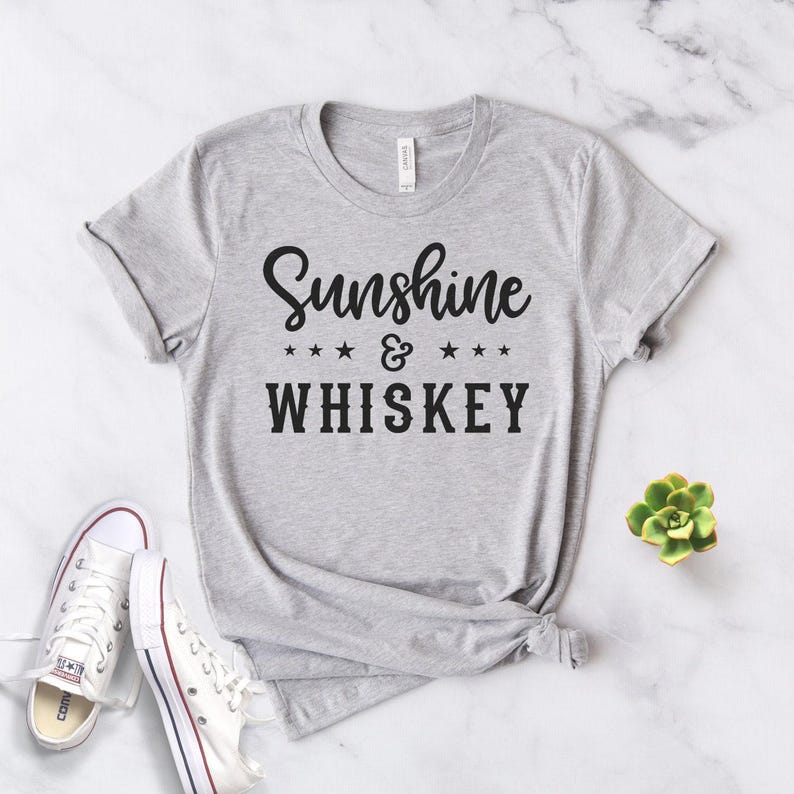 Sunshine & Whiskey Shirt, Country Song Unisex Tee Heather Grey