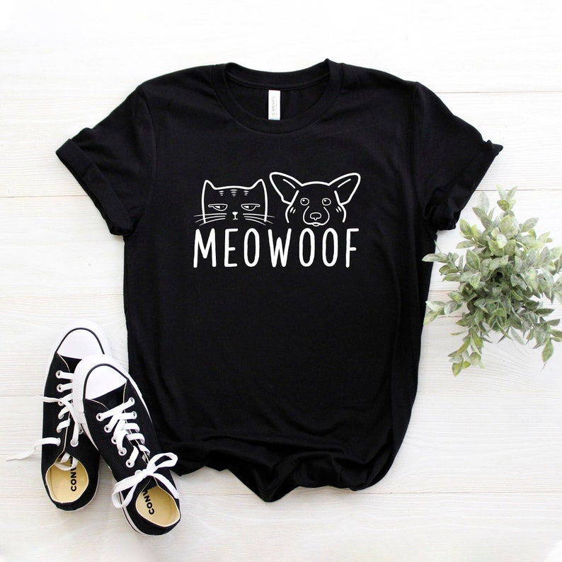 Meowoof Shirt Dog And Cat Mom Dog Mama Shirt Dog Mom Shirt Fur Mama Dog Lover Gift Cat Lover Gift Softstyle Unisex Shirt Black
