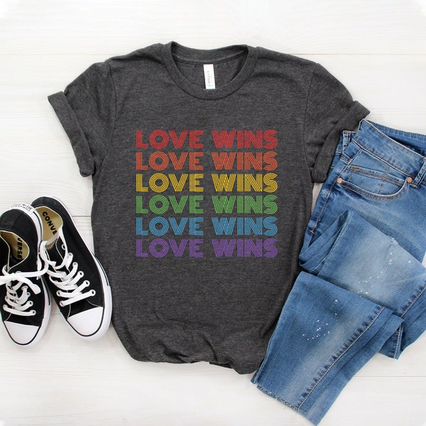 Love Wins ∙ Vintage Gay Pride Shirt ∙ LGBT Shirt ∙ Retro Pride Shirt ∙ Lesbian Shirt ∙ LGBT Pride ∙ Equality Shirt ∙ Softstyle Unisex Tee