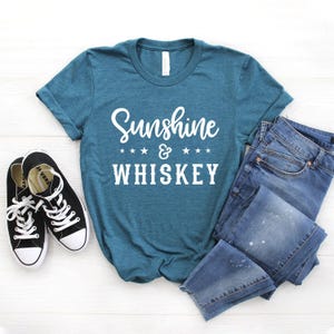 Sunshine & Whiskey Shirt, Country Song Unisex Tee Heather Teal