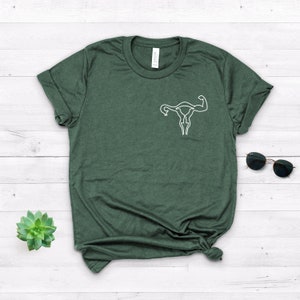 Feminism Shirt Strong Uterus Shirt Smash The Patriarchy Pro Choice Feminism Clothing Womens March Shirt Softstyle Unisex Tee Heather Forest Green