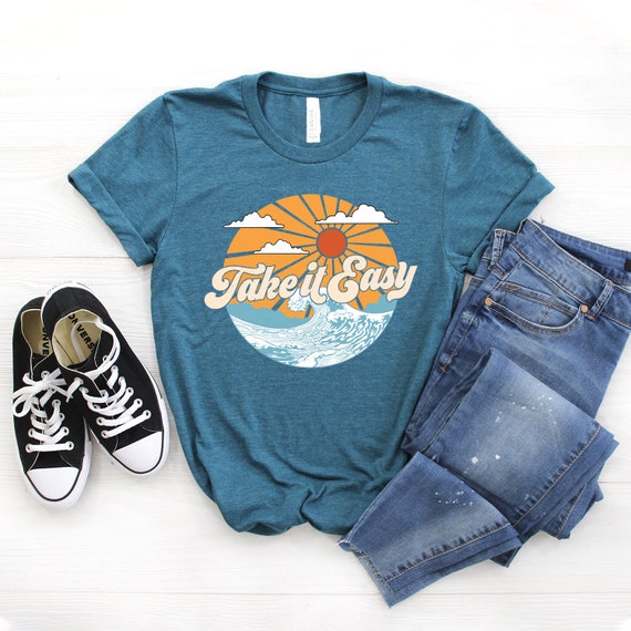 70s Clothing 70s Shirt Hippie Shirt Take It Easy Retro Shirt 1970s