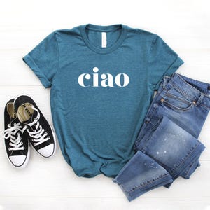 Ciao Bella Italian T-Shirt - Softstyle Unisex Shirt Heather Teal