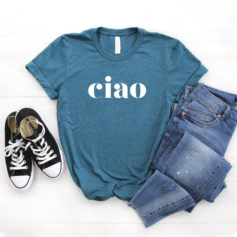 Ciao Bella Italian T-Shirt - Softstyle Unisex Shirt Heather Teal