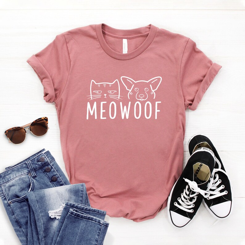 Meowoof Shirt Dog And Cat Mom Dog Mama Shirt Dog Mom Shirt Fur Mama Dog Lover Gift Cat Lover Gift Softstyle Unisex Shirt Mauve