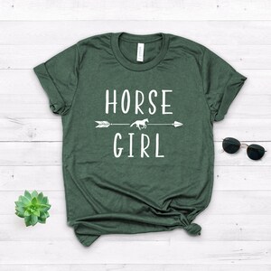 Horse Girl Shirt Horse Clothing Equestrian Gift Gift For Horse Lover Horse Tshirt Horse T-shirt Softstyle Unisex Shirt Heather Forest Green