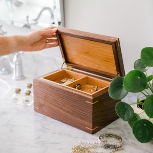 Medium Keepsake Memory Box, Personalized Walnut and Cherry Wood Box, Dog Memorial Box, 5th Anniversary Gift, Remembrance Box image 2