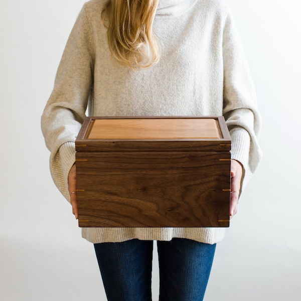 Personalized Keepsake Memory Box - Walnut & Cherry Wood, Christmas Eve Box, Dog Memorial Box, Bereavement Gift