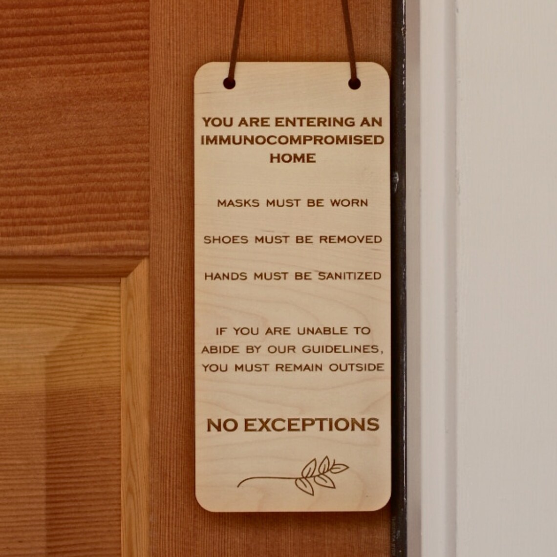 Immunocompromised Home Door Hanger Sign Hard Maple Wood - Etsy