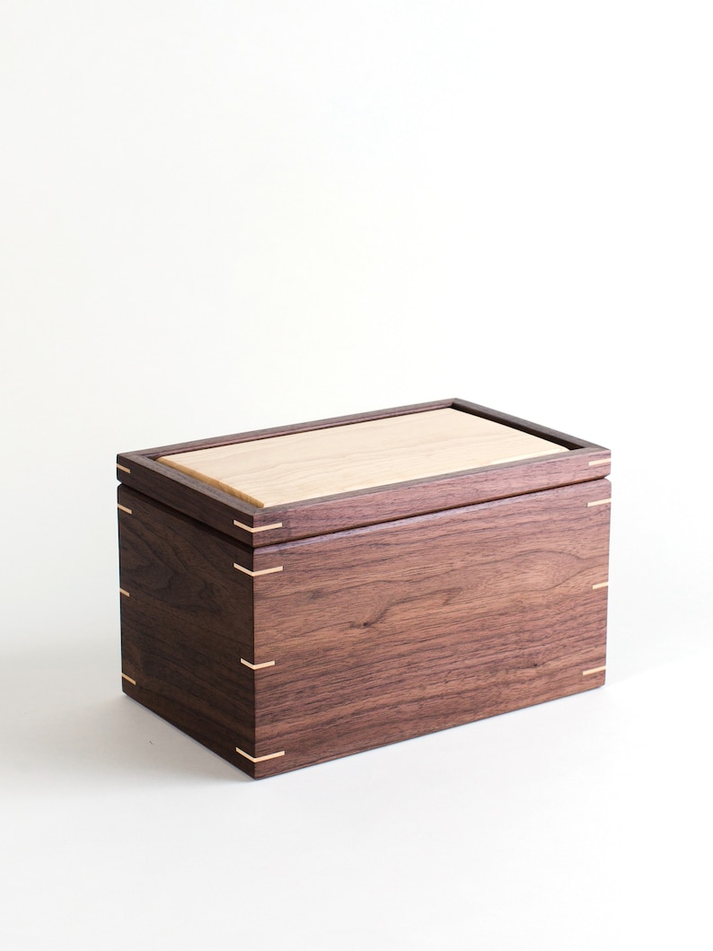 Personalized Walnut and Hard Maple Wood Memory Box, Christmas Eve Box, Wedding Gift Box, Anniversary Keepsake Box image 5