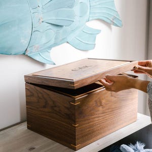 Extra Large Walnut Keepsake Box with Cherry Lid – Personalized Heirloom Memory Box, Wedding, Dog Memorial, or Family Legacy 16” x 12” x 10” image 12