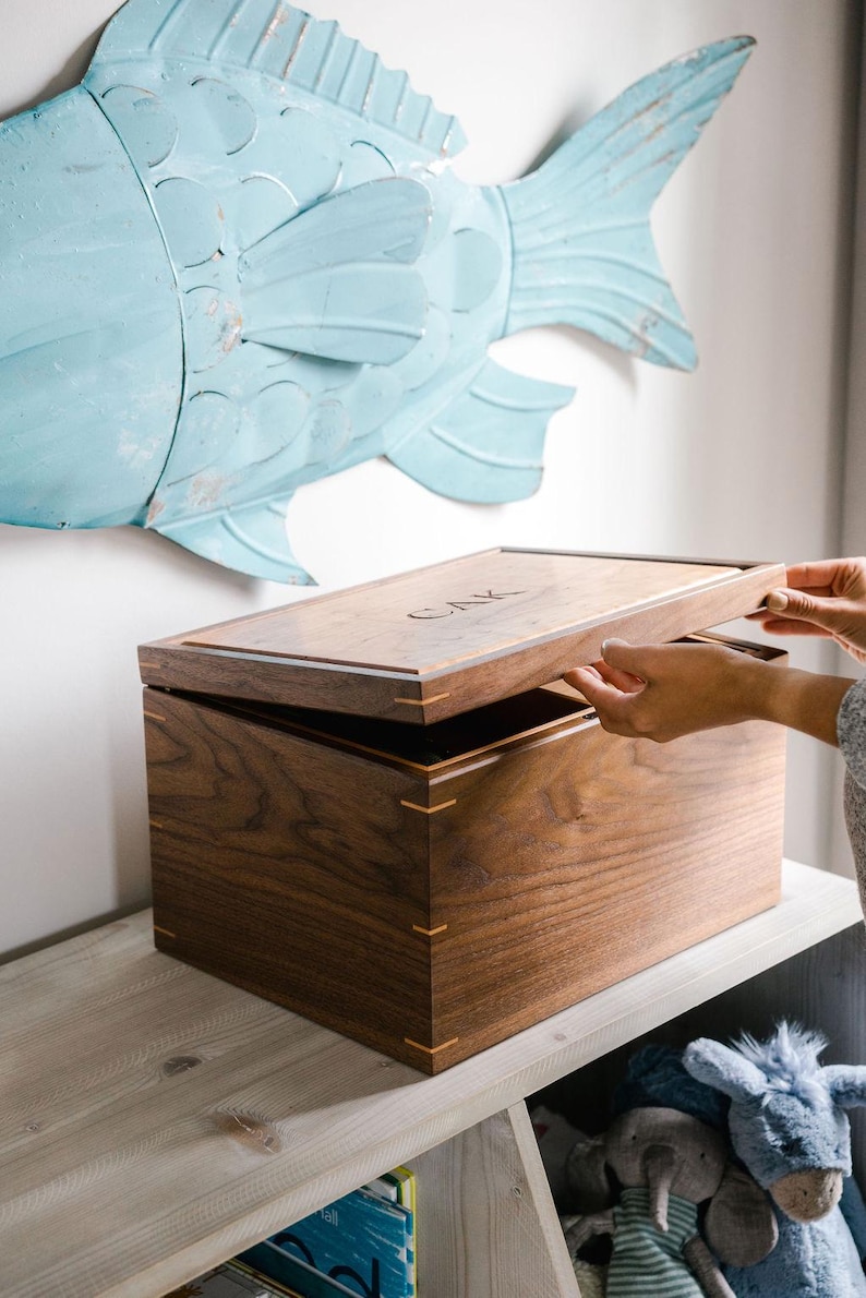 Extra Large Walnut Keepsake Box with Cherry Lid – Personalized Heirloom Memory Box, Wedding, Dog Memorial, or Family Legacy 16” x 12” x 10” image 12