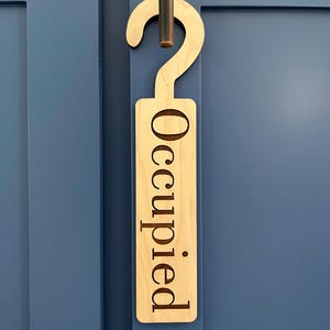 Reversible Occupied / Vacant Restroom Door Sign – Maple or Walnut Wood